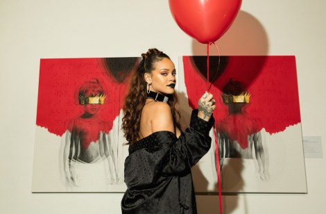 LOS ANGELES, CA - OCTOBER 07: Singer Rihanna at Rihanna's 8th album artwork reveal for "ANTI" at MAMA Gallery on October 7, 2015 in Los Angeles, California. (Photo by Christopher Polk/Getty Images for WESTBURY ROAD ENTERTAINMENT LLC)