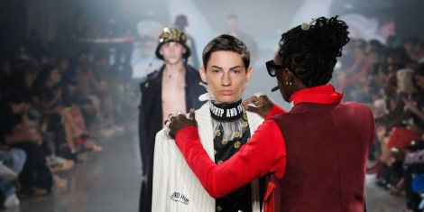 NEW YORK, NY - SEPTEMBER 07: A model walks the runway at the VFILES fashion show during New York Fashion Week 2016 at Spring Studios on September 7, 2016 in New York City. (Photo by JP Yim/Getty Images)